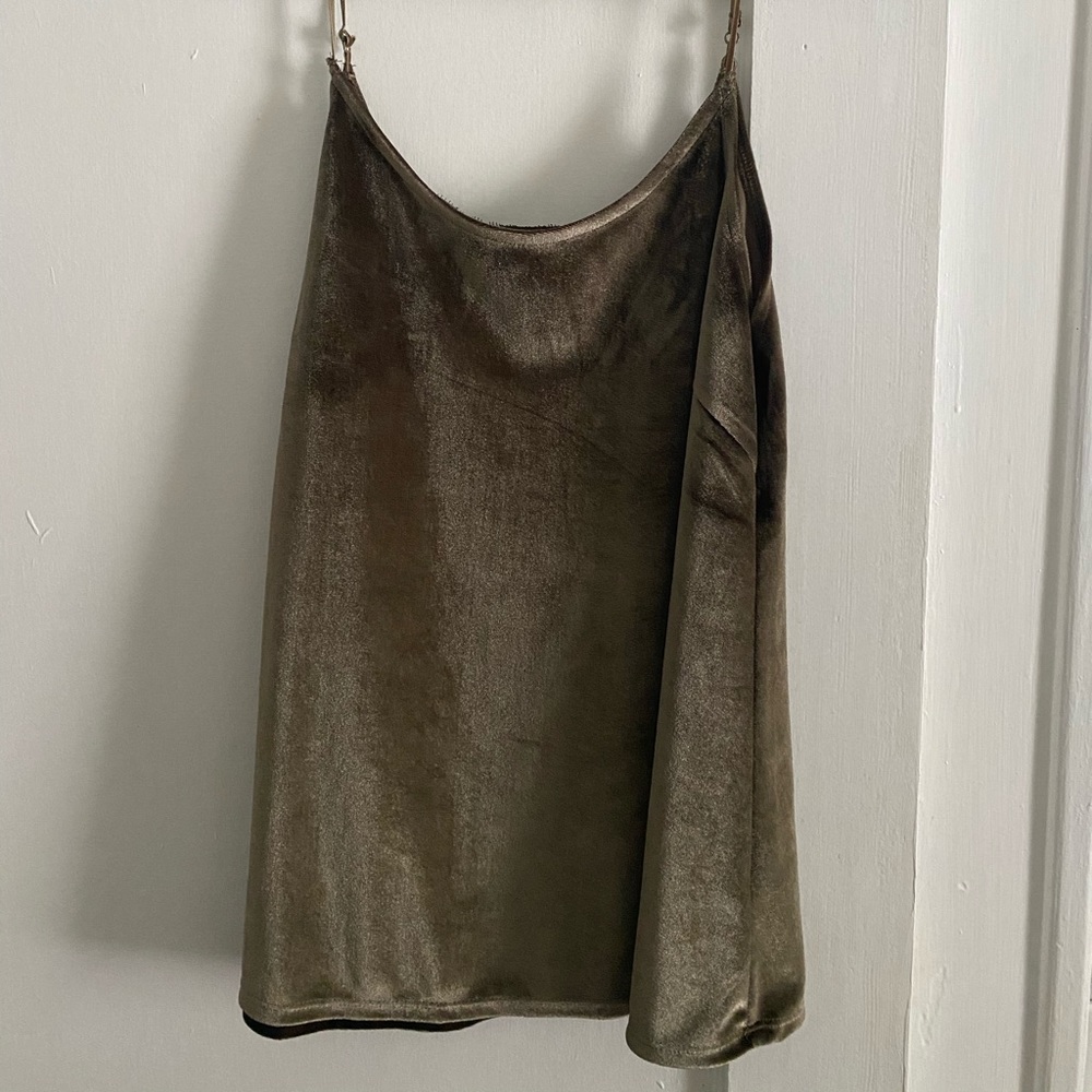 Spaghetti Strap Velvet Green Tank - never worn